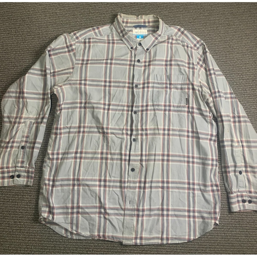 Columbia Sportswear Vapor Ridge III Flannel Shirt Mens 2XL Gray Plaid Button Up